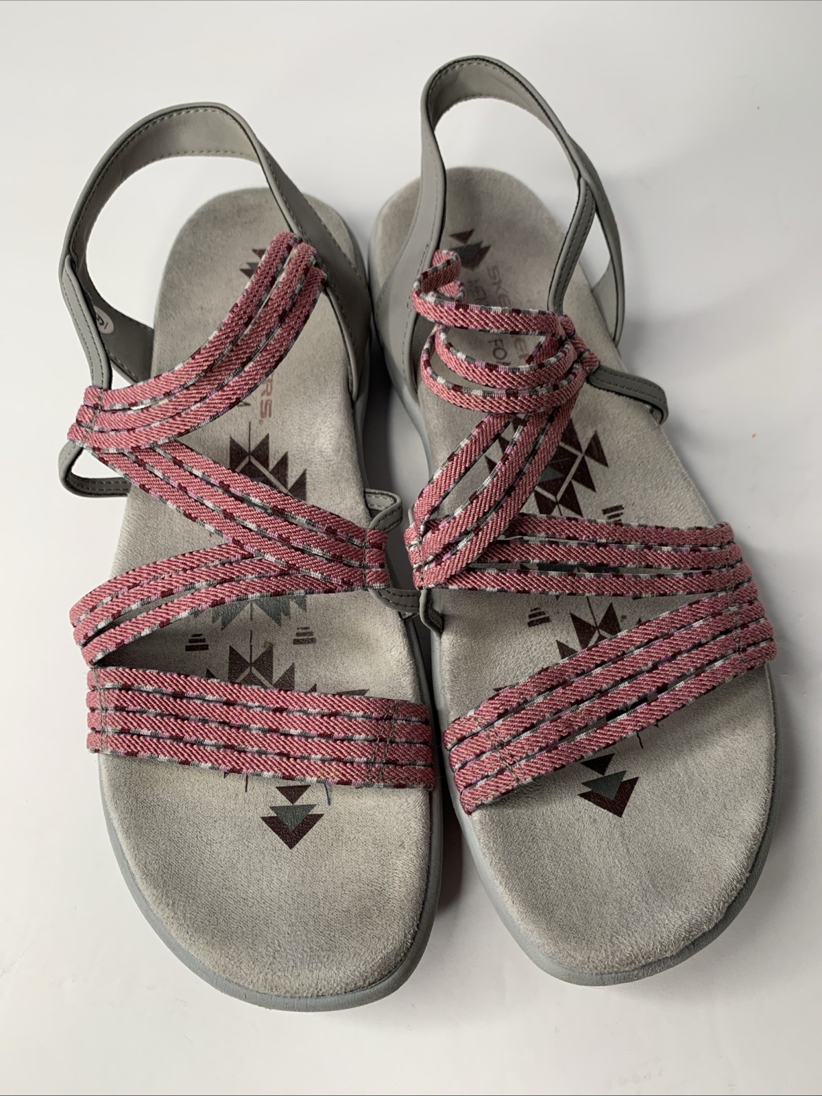 Skechers Women's Reggae Gore Slim Stretch Cross-Band Sandals Pink Size 9