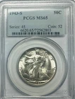 1943 S Walking Liberty Half Dollar - PCGS MS65  - Lustrous GEM