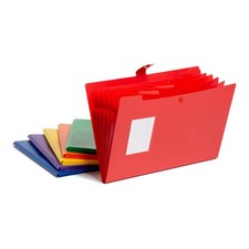 6 PCS Assorted Color Poly Expanding File Pocket Snap Cord Closure Letter Size