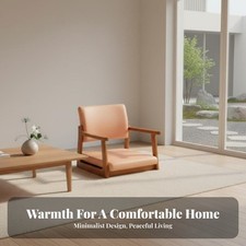 Chaise de Tatami avec Accoudoirs Design Japonais Fauteuil Bas Peu Encombrant