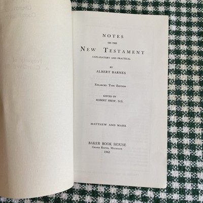 VTG 1962 Barnes Notes on the New Testament KJV Commentary HC: Matthew-Mark