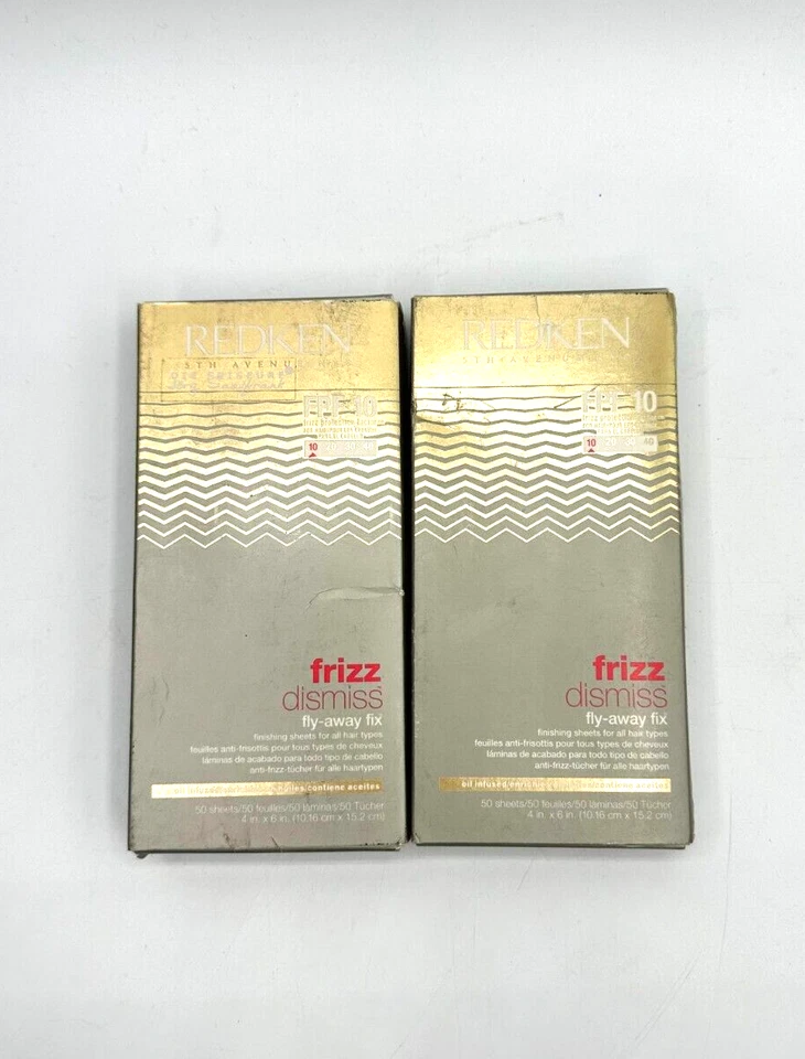 2x Redken Frizz Dismiss  Fly-Away Fix -All Hair Types 1 Paket 50 Tücher G220 - Bild 1 von 2