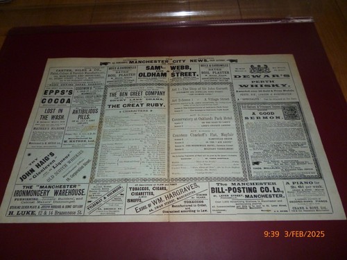 QUEEN'S THEATRE MANCHESTER 1900 EL GRAN RUBÍ PROGRAMA MARIE ILLINGTON *RARO* - Imagen 3 de 5