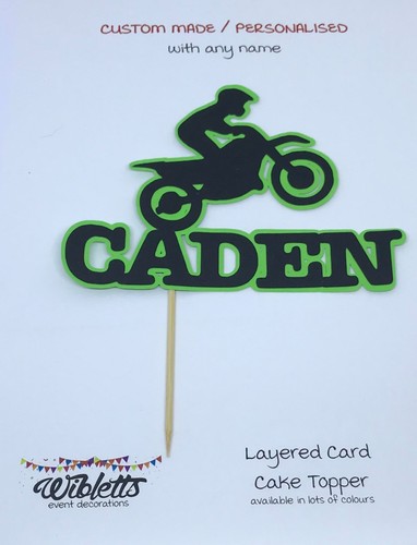 MOTORBIKE DIRT MOTORCROSS RACING BIKE PERSONALISED CUSTOM ANY NAME CAKE TOPPER - Picture 28 of 49