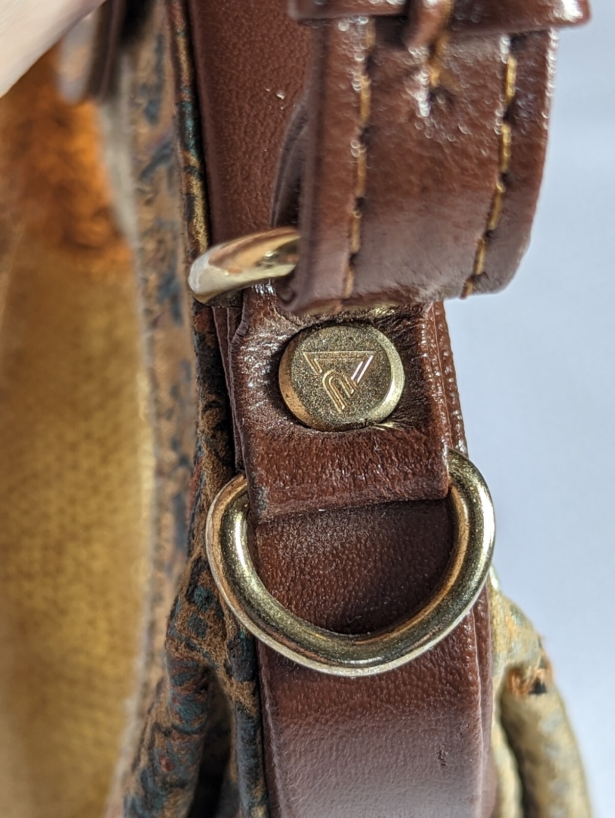 Vintage AGACCI Metallic Leather Patchwork Satchel… - image 7