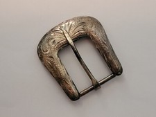 Elegant Vintage Sterling Hand Engraved Belt Buckle  Made In Mexico