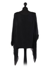 New Ladies Italian Plain Batwing Silk Top Women Lagenlook Tunic Top