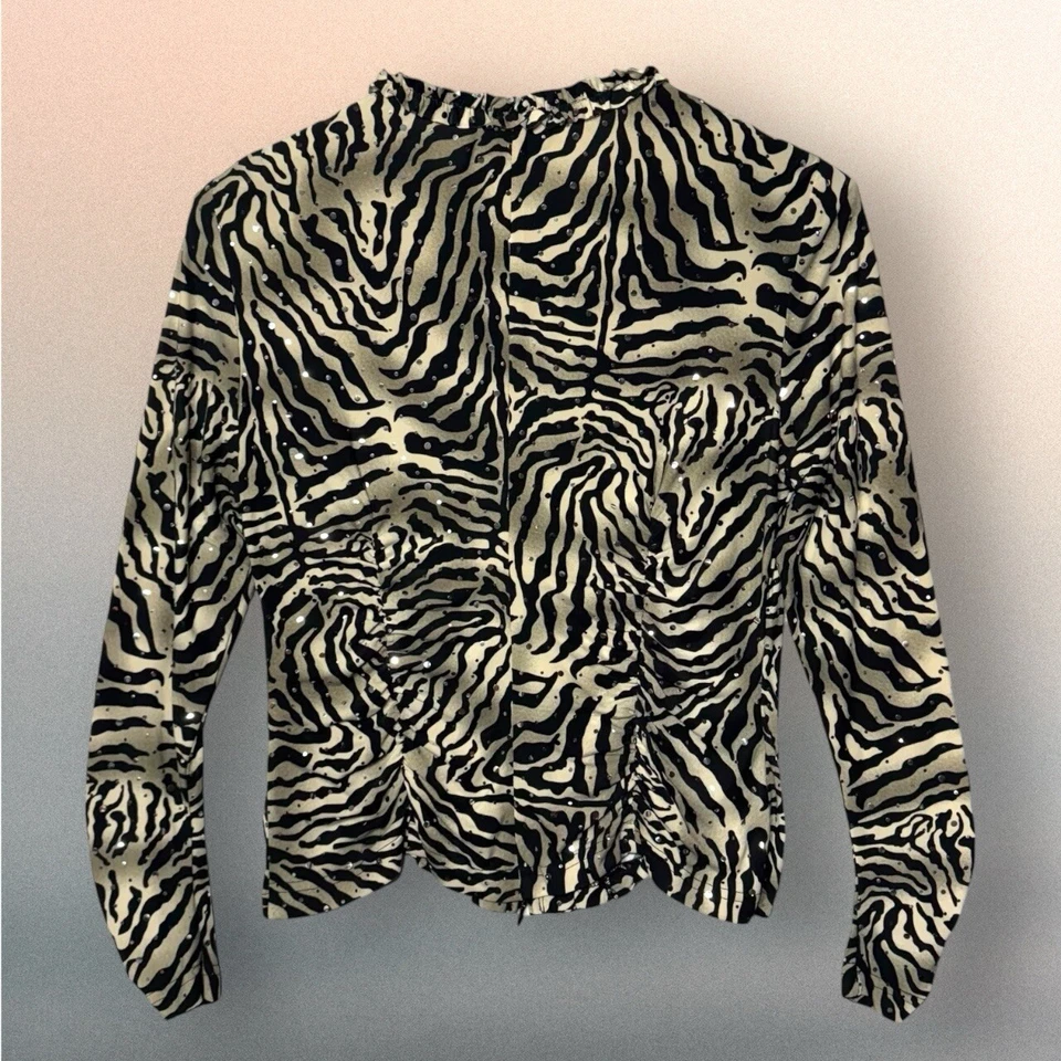 Joseph Ribkoff Womens Tiger Sequin Pattern Zip Up Jacket Size 14 US Y2K EUC - Image 3 of 4