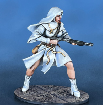miniature nun with shotgun. DnD Macho Women with Guns. Renegade Nuns on Wheels