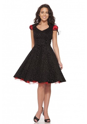 H&R LONDON FELINA Kleid Schwarz Rot Goth 50er PINUP PUNK Vintage Prom Kleid