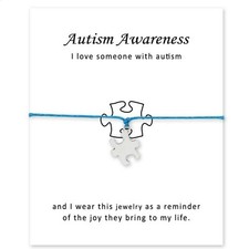 3 Autism Bracelets Puzzle Piece Charm Awareness Acceptance Adjustable Set of 3