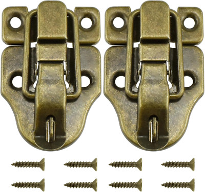 2-Pack Retro Bronze Style Toggle Latch - Antique Metal Duckbilled Hasp Catch wit