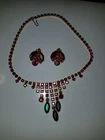 Vintage Costume Jewelry Auroborialis Choker And Clip On Earrings