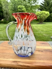 Blenko Confetti Art Glass Water Carafe Pitcher 10.75” USA W/Tag Limited Edition
