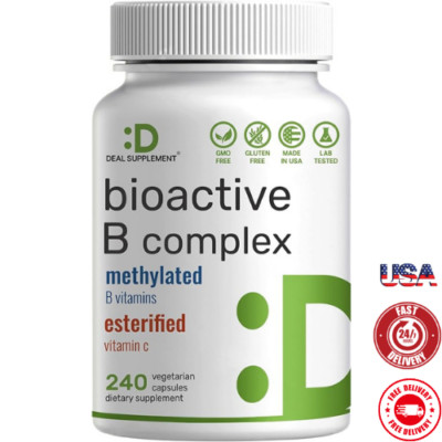 Bioactive Vitamin B Complex 240 Veggie Capsules, Energy & Metabolism Supplement