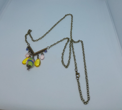 collier chevron et perles de verre de Murano et de Bohème création