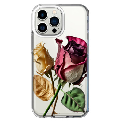 For Apple iPhone 13 Pro Shockproof Hybrid Case, Dried Roses Red Yellow