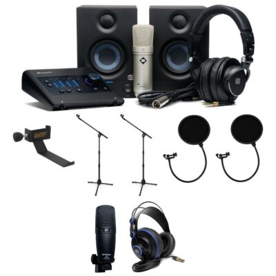 PreSonus REC w/ Auray HP, Mic STND, Pop Filter, PreSonus Mic, PreSonus HP Bundle
