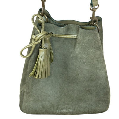Vere Verto Mini Tris Crossbody Suede Bag Green (Cesar) EUC From Recycled Fiber