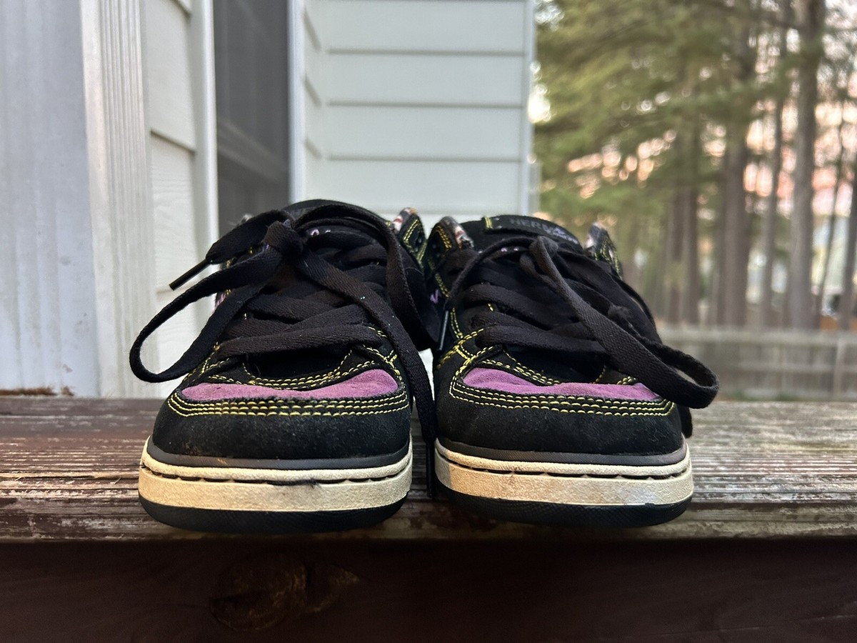Emerica Herman Skateboard Shoes Mens Size Black Purple Suede Sugar  Skulls