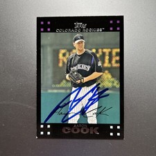 AARON COOK 2007 TOPPS AUTOGRAPHED SIGNED AUTO BASEBALL CARD