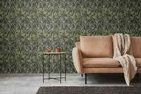 Vliestapete Blattmuster Blumen Floral Dschungel Schwarz GrüN 39413-1 (4,67€/1Qm)