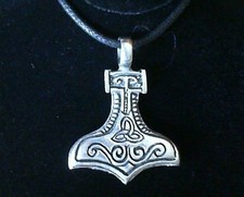 Thor's Hammer Pewter Pendant Necklace! New Made in USA Mjolnir Viking Pagan