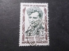 FRANCE 1957 timbre 1102, HERO ROBERT KELLER, oblitéré, VF STAMP