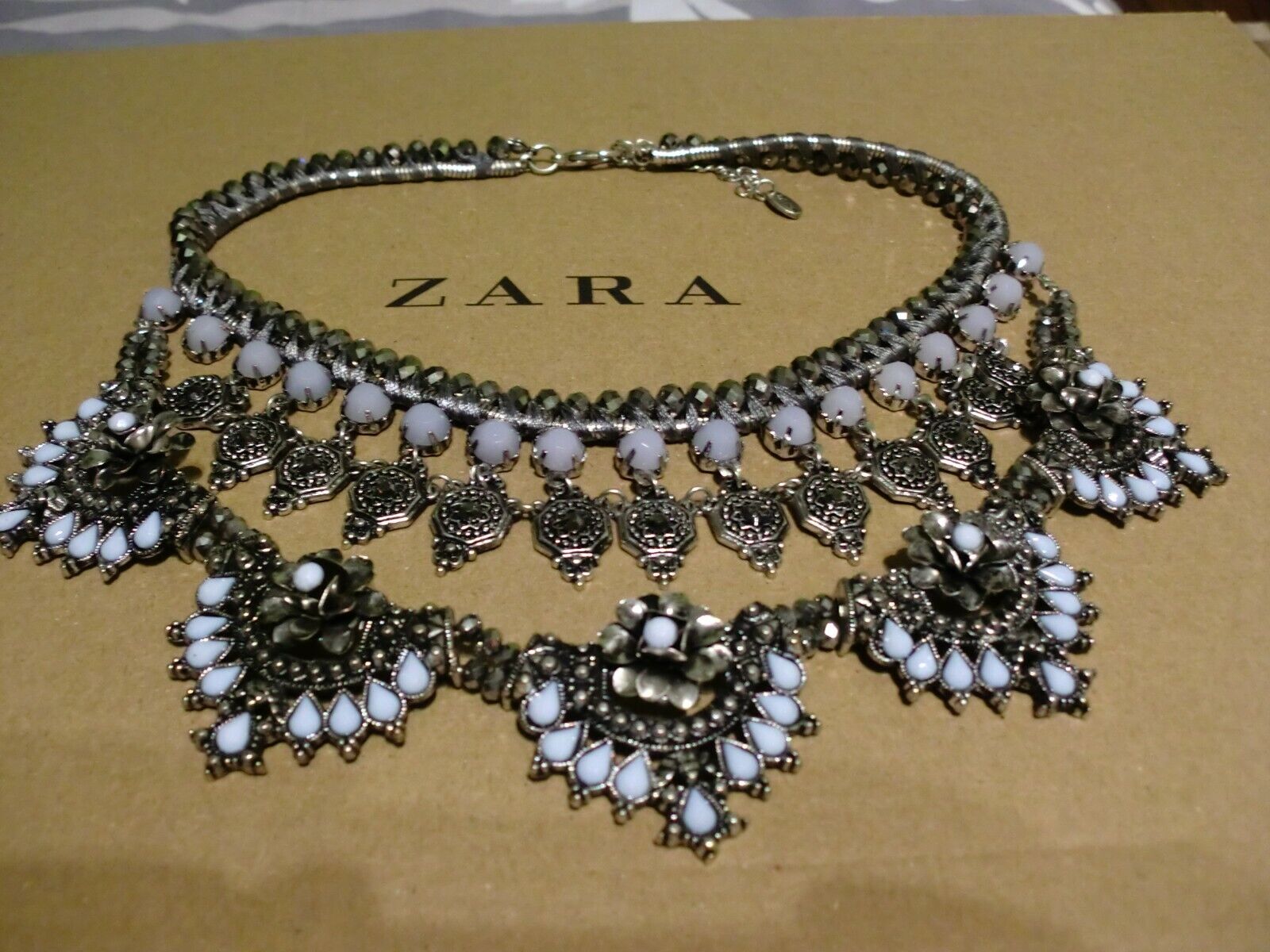 Zara Ethno mega statement Kette necklace boho top Blogger Collier Steine selten