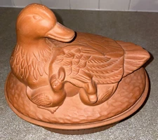 Terra Cotta Clay Duck Dutch Oven Roaster Topf Made In USA Vintage 1981