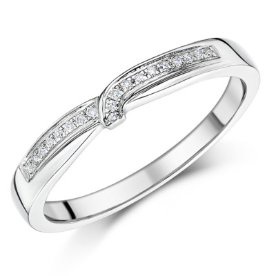 Palladium Diamant Ring besetzt umwickelt 3 mm Band