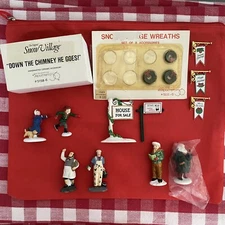 Dept 56 REPLACEMENT PARTS Town Clock Banner Figures Skater Realtor Signs (12)