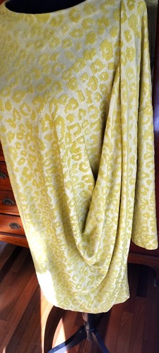 Bellambra dress gold yellow leopard burnt velvet draped made in Italy xl /1x - Picture 6 of 12