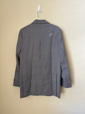 Ader Error Blazer Suit Jacket Distressed Wool Blend Grey