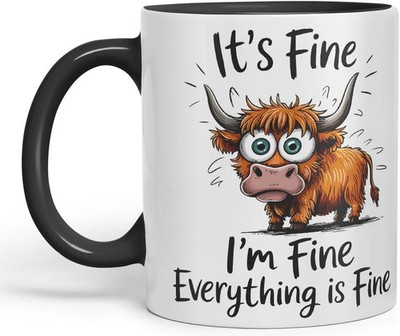 It's Fine I'm Fine Everything is..., Highland Cow Scottish Keramik Becher Tasse