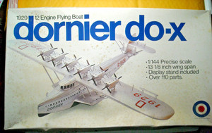 Entex 8516 Dornier do-x 1929 flying boat 110 pcs 1/144 scale 1975 Sealed bags