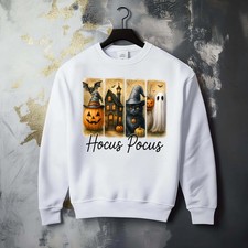 Fall Season Halloween Boo Spooky Cat Ghost Fun Whimsical Graphic Cozy Sweatshirt