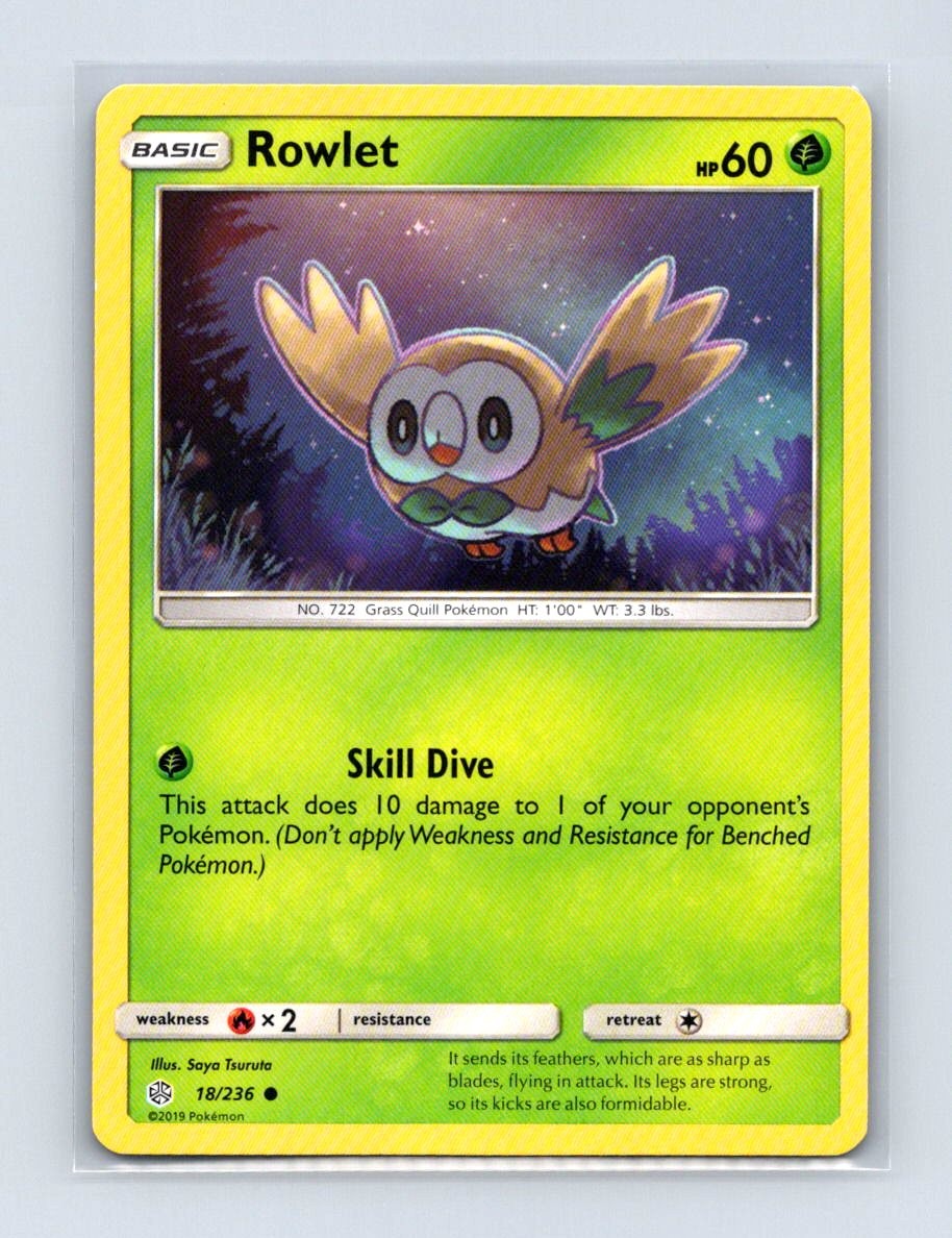 Rowlet 18/236 Common Cosmic Eclipse Pokemon Lightly Played