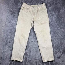 Vintage Lee Riders Mens Jeans 36x30 Tan Khaki Straight Leg Denim Made in USA