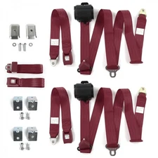 Ford Van 1961-1967  Standard 3pt BURG Bench Seat Kit w/Brackets 3 Belts  