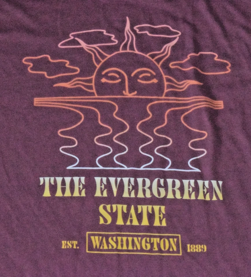 Camiseta De Colección Washington Evergreen State Talla M Y2K Rojo Ladrillo Rayón Tri Mezcla Foto 4 de 4