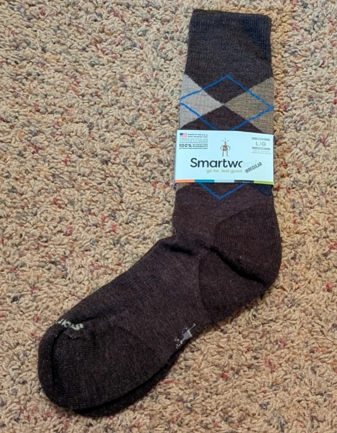 Smartwool Diamond Jim Brown Argyle Socks Size L (marked irregular)