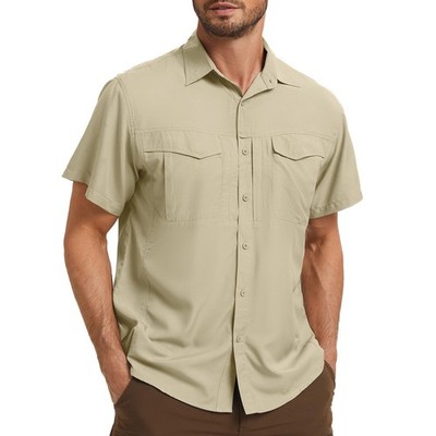 Men's Khaki Safari Shirt: For Hiking, Fishing & Avoiding Sunburns! XXL