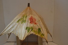 Parasol antiqu early 20th century poor condition silk flowered cover wood steel