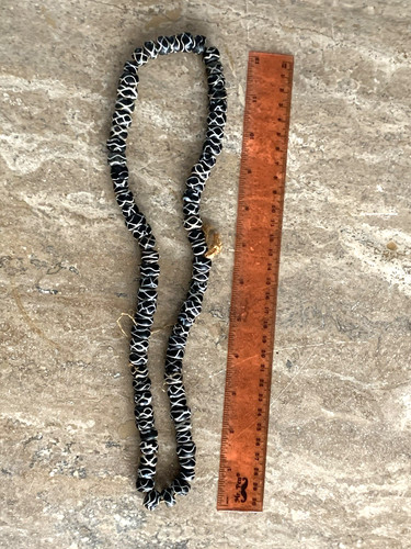 Antique Venetian African Trade Black  "Rattlesnake" Beads approx 78 on raffia