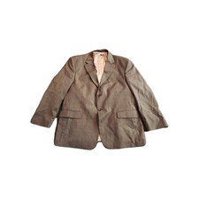 STAFFORD Mens Brown Micro Plaid 100 Wool Sport Coat Blazer Jacket 44S Business