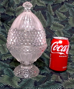 VINTAGE LARGE EMILY'S ATTIC HERRINGBONE/HOBNAIL LIDDED EGG DISH 9-1/2" GERMANY