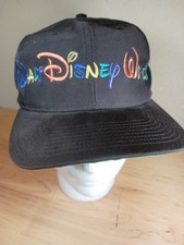 Vintage Walt Disney World Script Black Snapback Hat - Goofy's Hat Co.