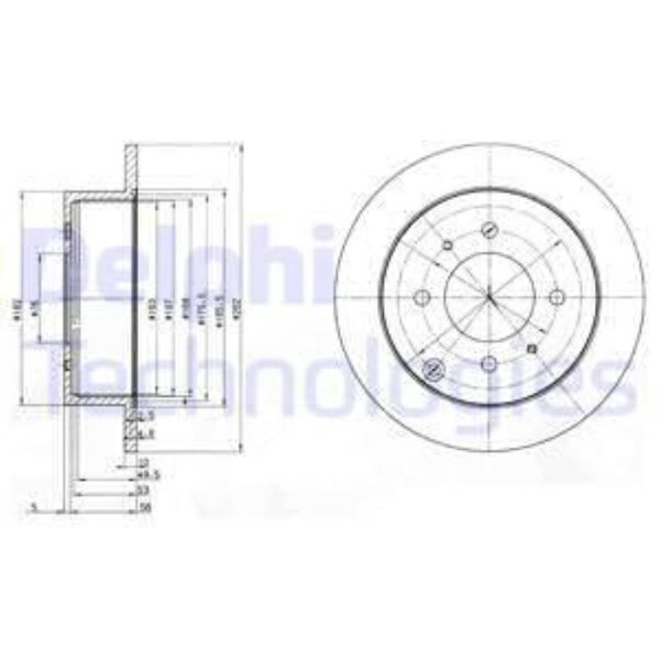 Delphi 2X Bremsscheibe Hinten Ø262 Mm Voll FüR Hyundai Matrix FC 1.6 1.8 Sonata-image