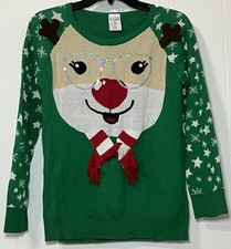 Ugly Christmas Sweater Rudolph Reindeer Holiday Sweater Youth extra Large 18/20